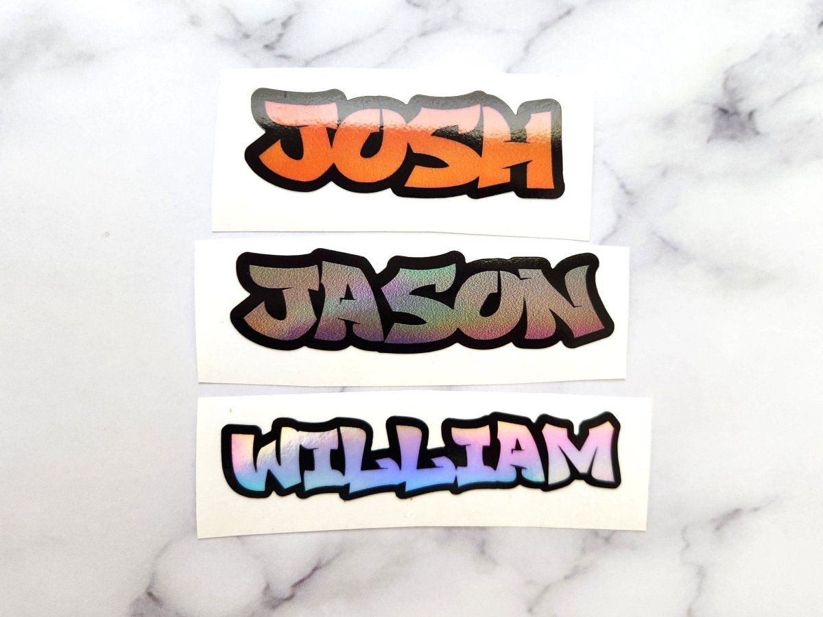 Custom Holographic Graffiti Name Sticker: Personalized Kids Decal - KWL Creations