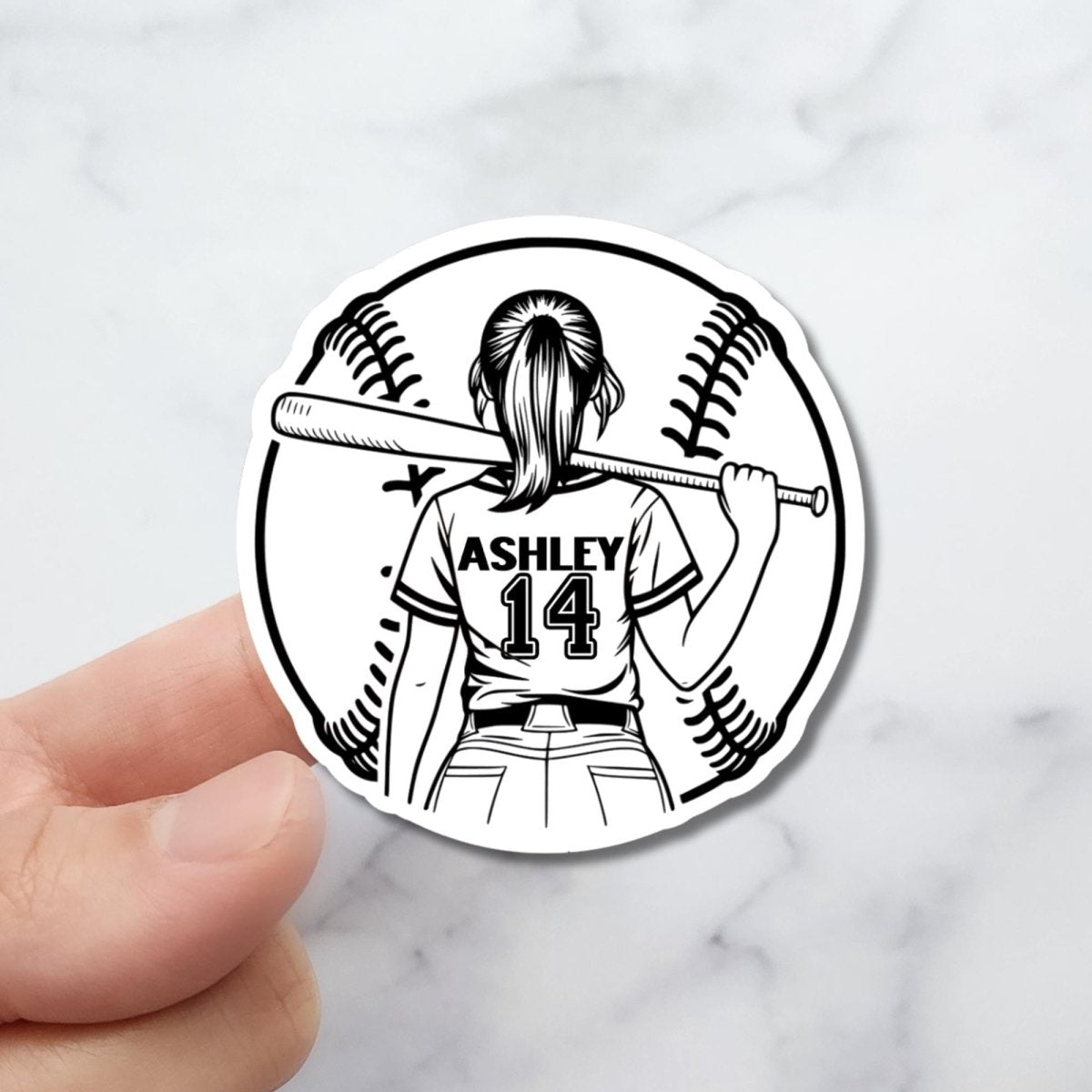 Custom Holographic Softball Sticker: Personalized Girl Player Decal - KWL Creations