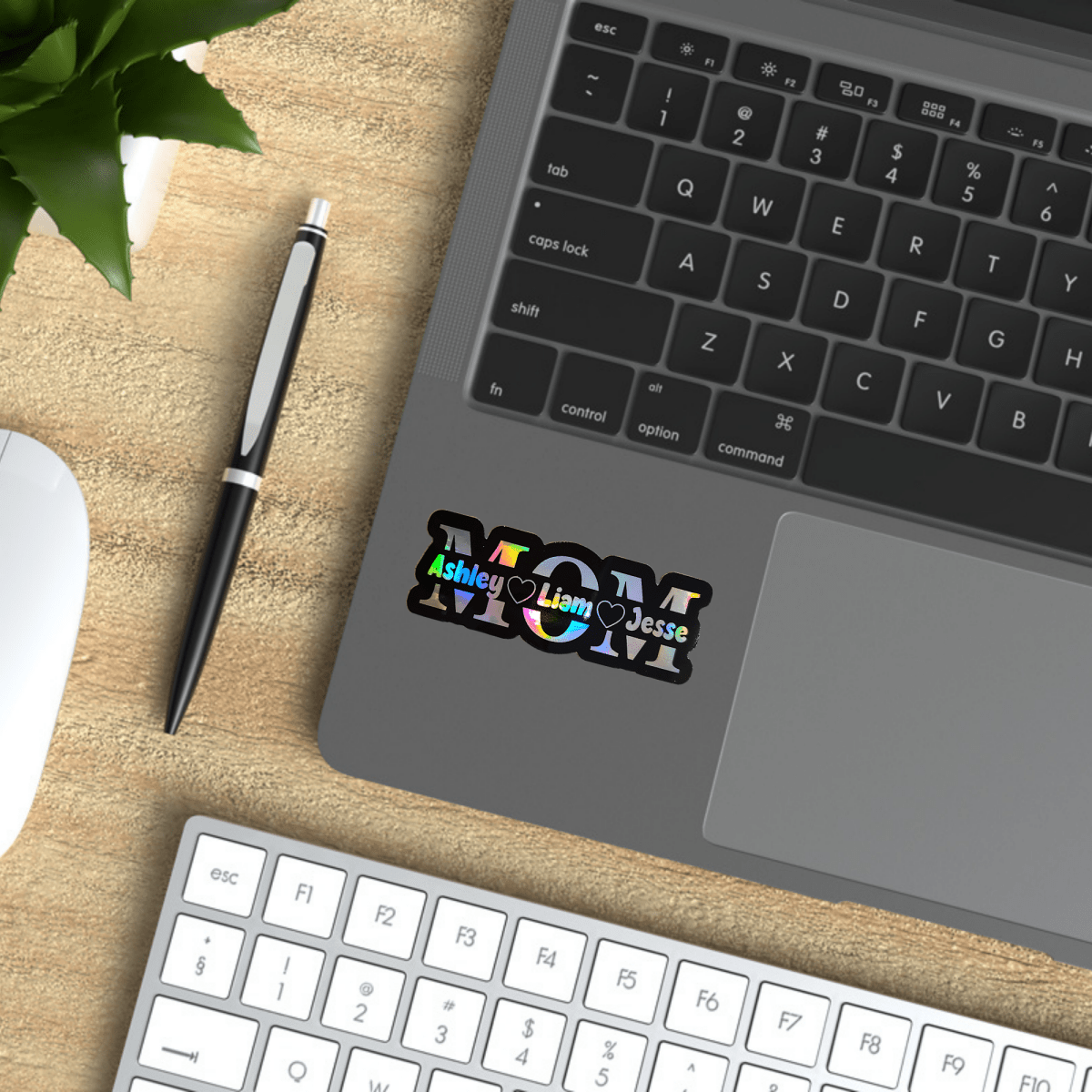 Custom Mom Name Sticker – Personalized Kids Names Decal, Holographic MOM Sticker, Mother’s Day Gift - KWL Creations