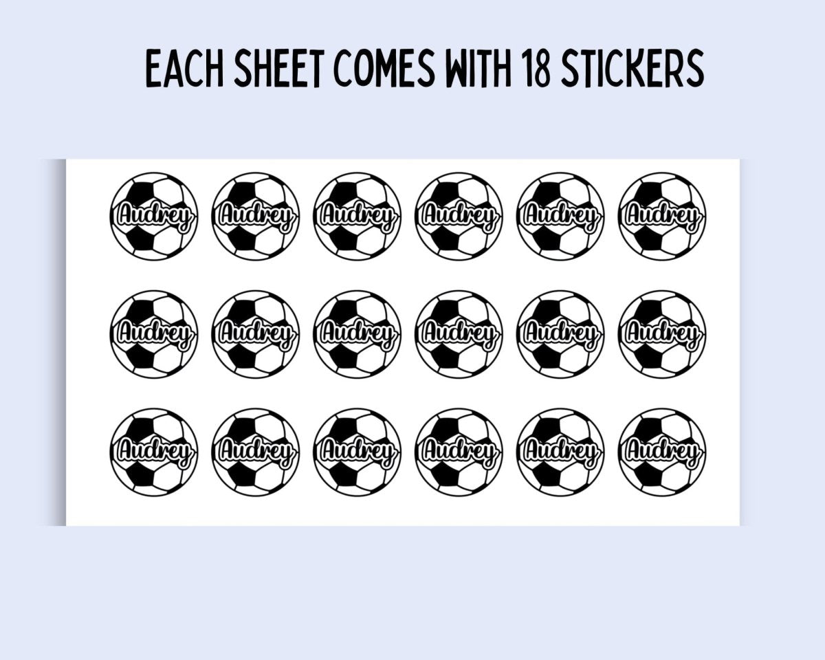 Custom Name Soccer Sticker Sheets (18 Stickers) - KWL Creations