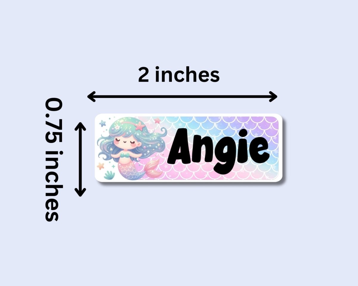 Pastel Mermaid Name Stickers: Rainbow Kids Labels - KWL Creations