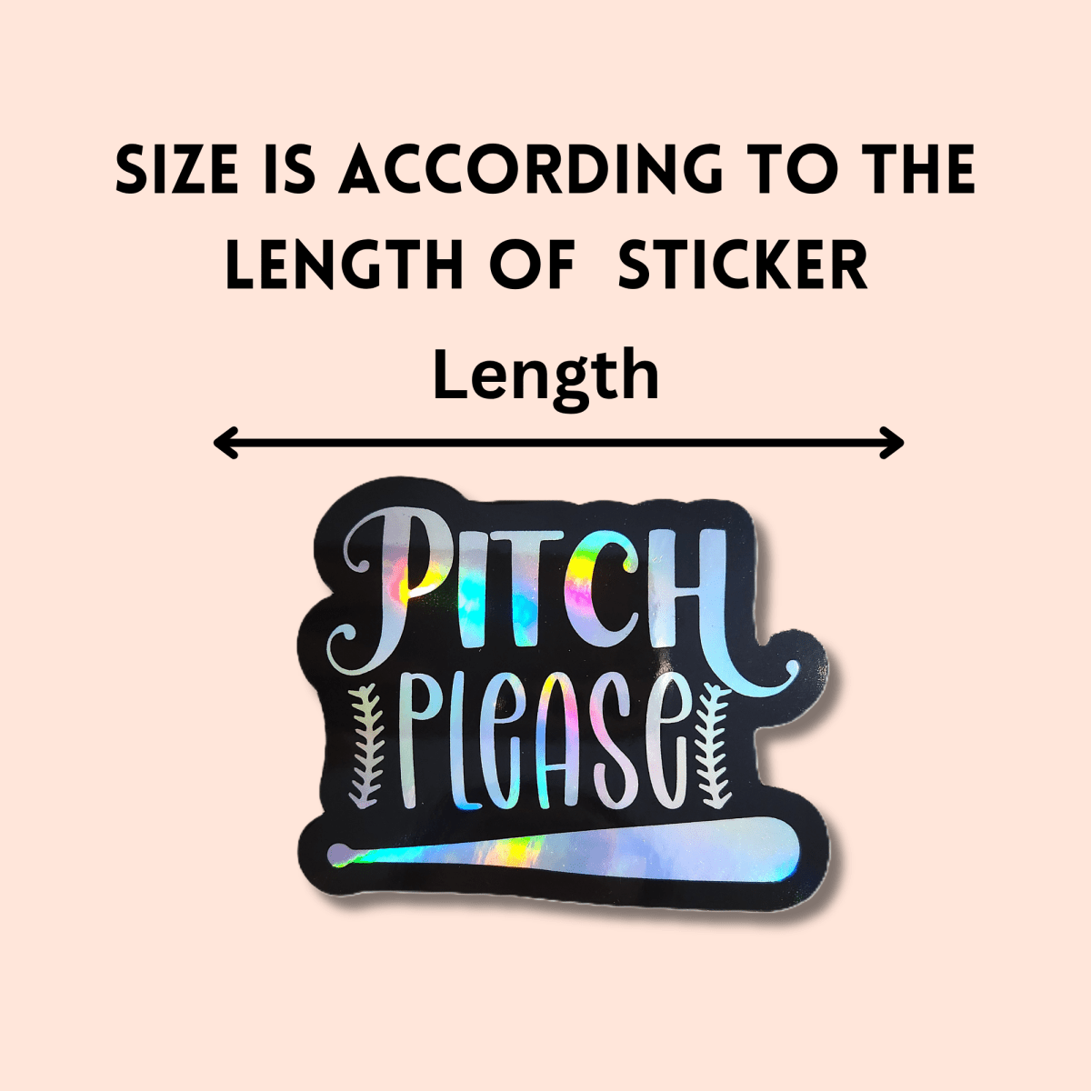 Pitch Please Holographic Sticker – Baseball & Softball Vinyl Decal | Funny Sports Sticker for Bats, Helmets & Water Bottles - KWL Creations