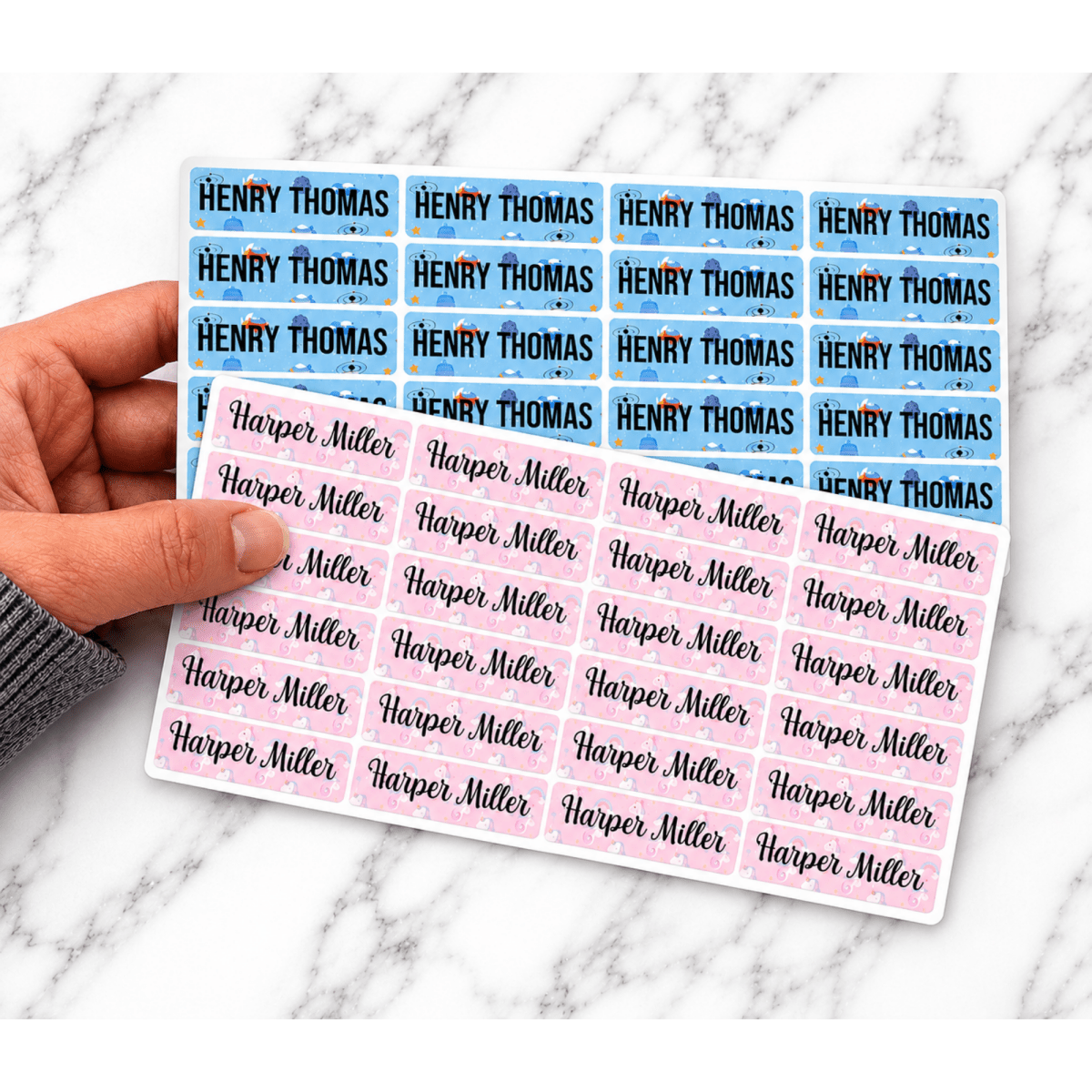 24 Kids Name Labels | Personalized School Labels | Custom Name Stickers | Multiple Fonts & Backgrounds - KWL Creations