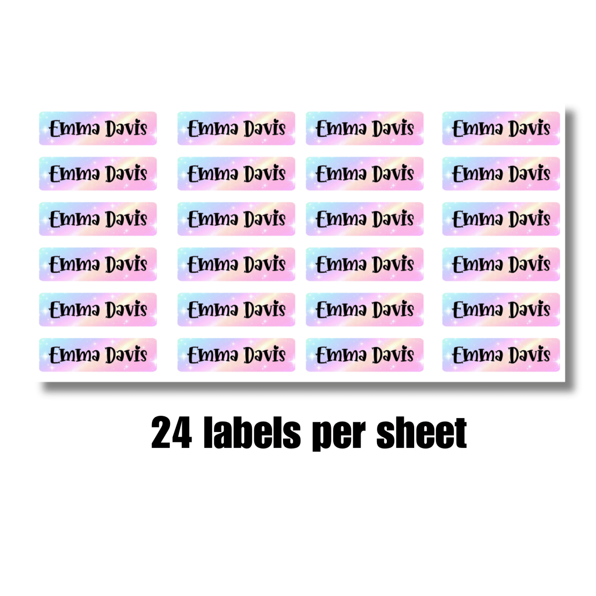 24 Kids Name Labels | Personalized School Labels | Custom Name Stickers | Multiple Fonts & Backgrounds - KWL Creations
