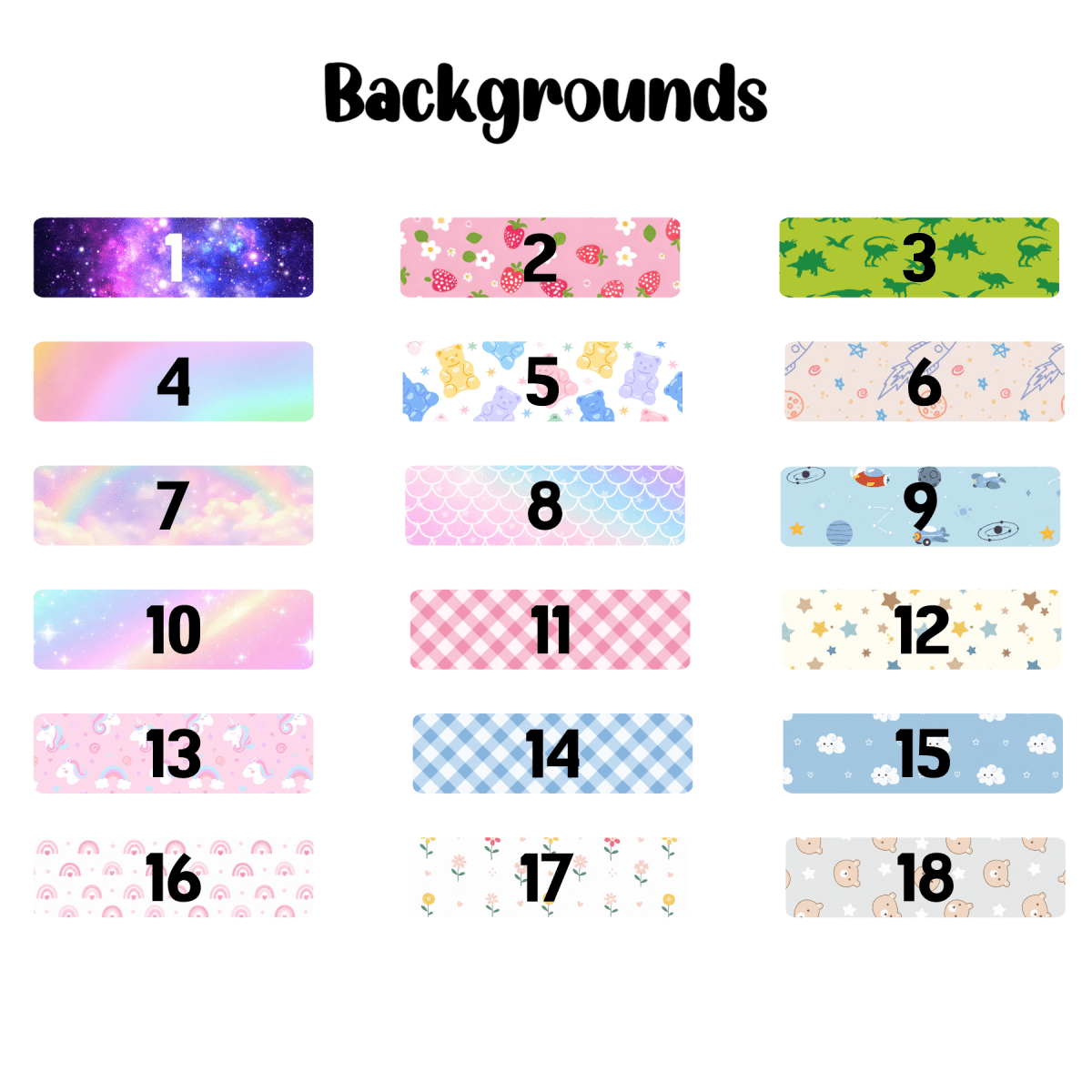 24 Kids Name Labels | Personalized School Labels | Custom Name Stickers | Multiple Fonts & Backgrounds - KWL Creations