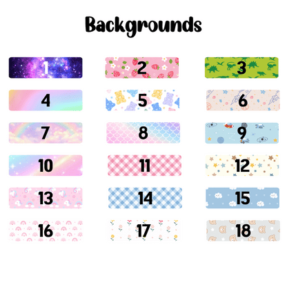 24 Kids Name Labels | Personalized School Labels | Custom Name Stickers | Multiple Fonts & Backgrounds - KWL Creations