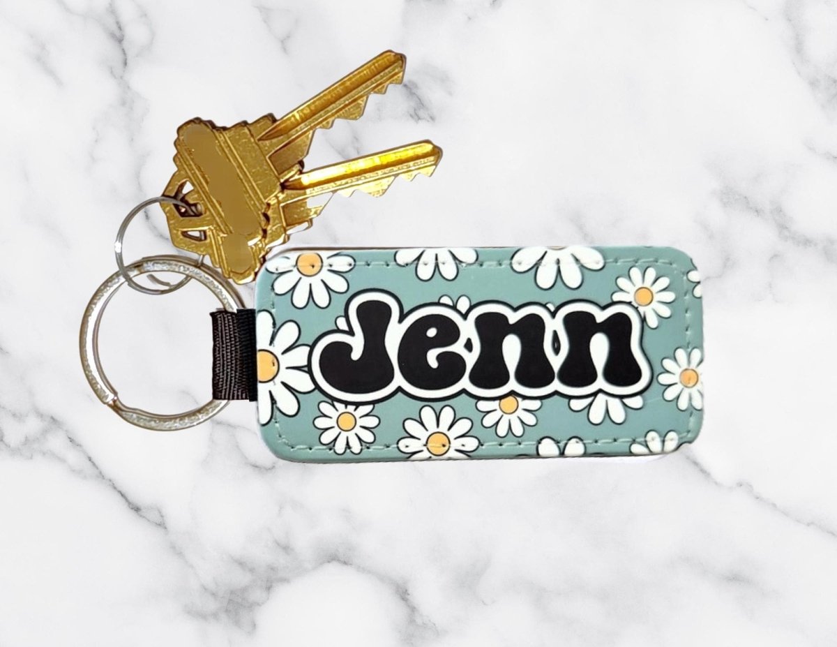 25 Designs Custom Name Retro Groovy Floral Keychain - KWL Creations