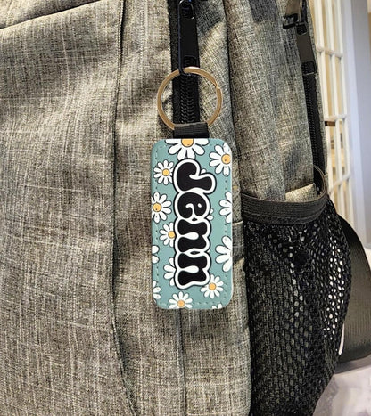 25 Designs Custom Name Retro Groovy Floral Keychain - KWL Creations