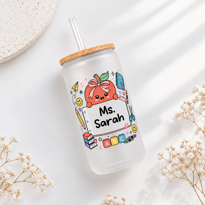 Personalized Teacher Glass Can