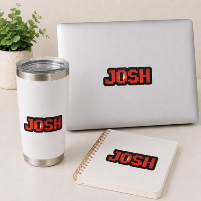 Set of 5 Custom Retro Pixel Game Font Name Stickers