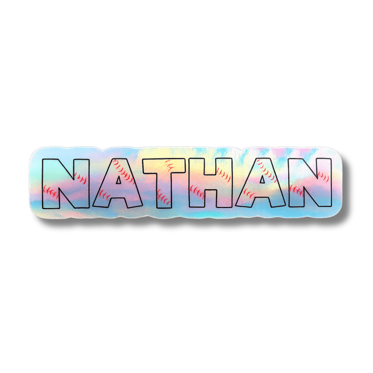 Baseball Block Letters Holographic Custom Name Sticker - KWL Creations