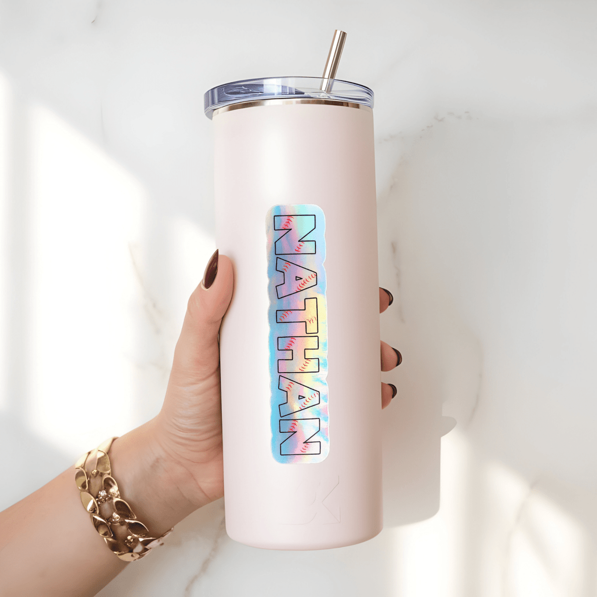Baseball Block Letters Holographic Custom Name Sticker - KWL Creations