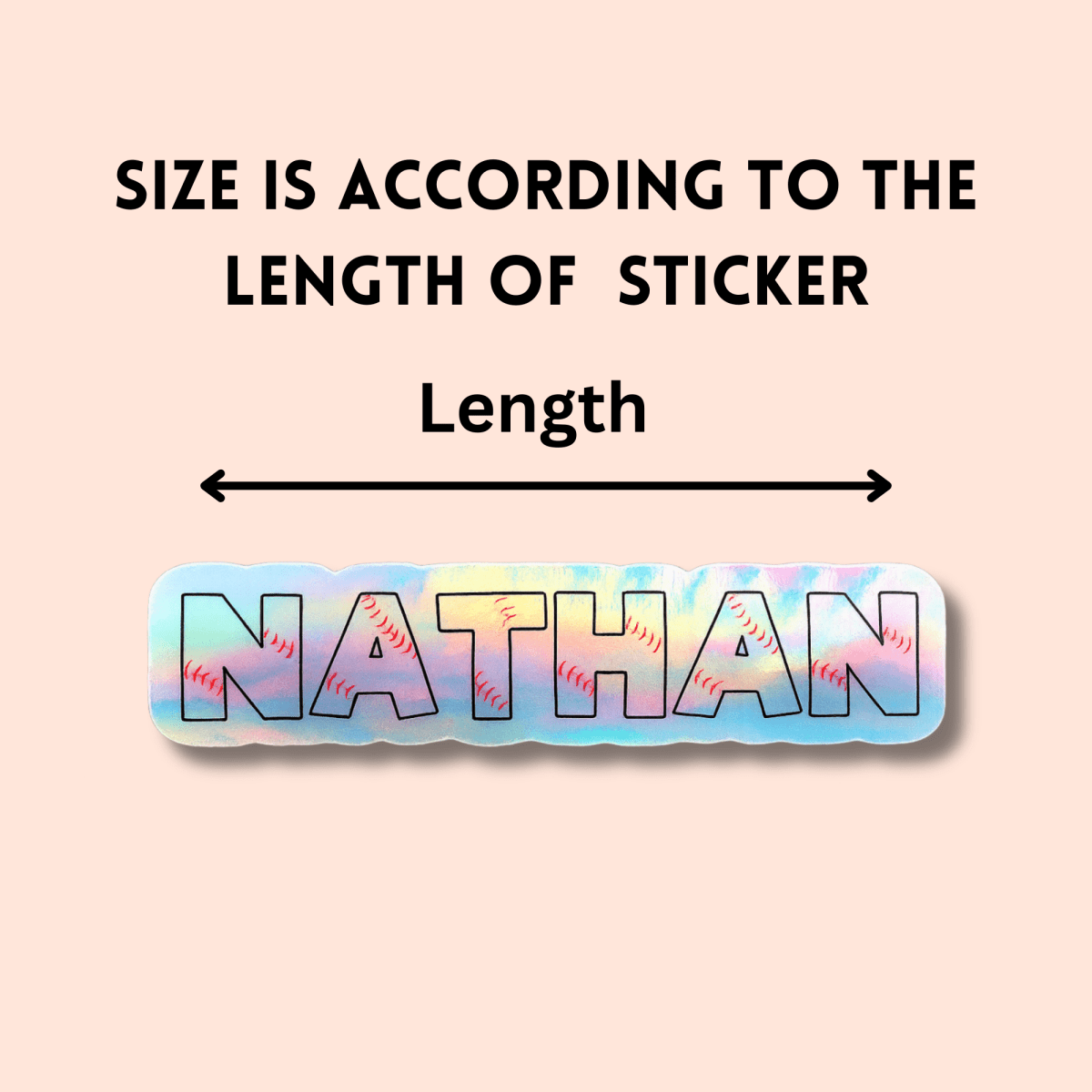 Baseball Block Letters Holographic Custom Name Sticker - KWL Creations