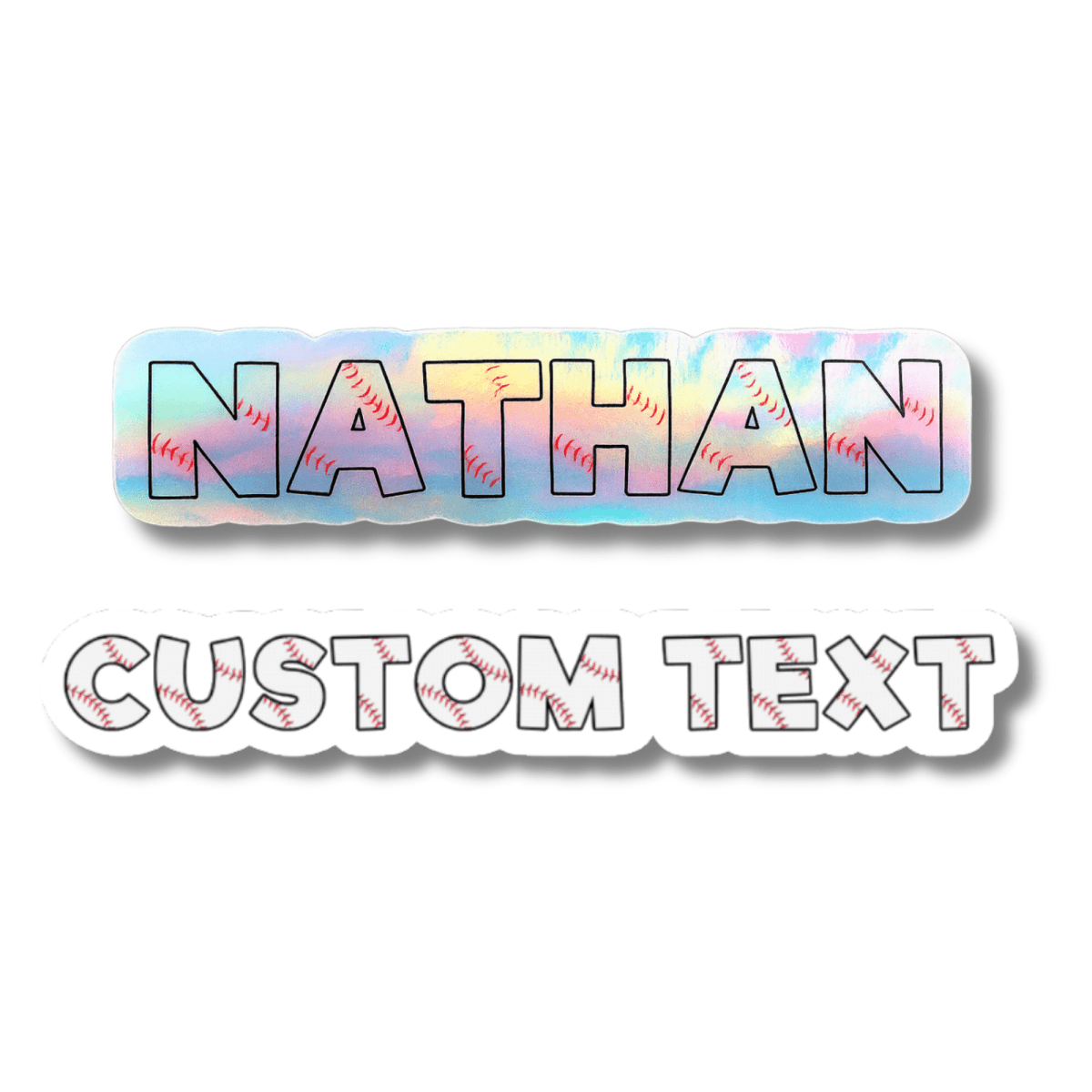 Baseball Block Letters Holographic Custom Name Sticker - KWL Creations