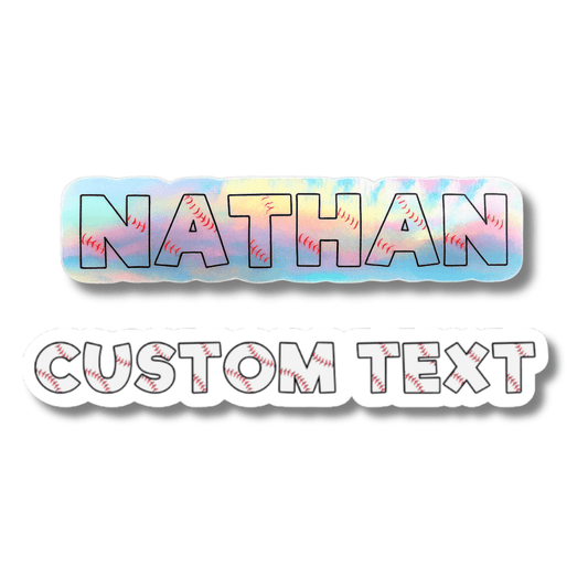 Baseball Block Letters Holographic Custom Name Sticker - KWL Creations
