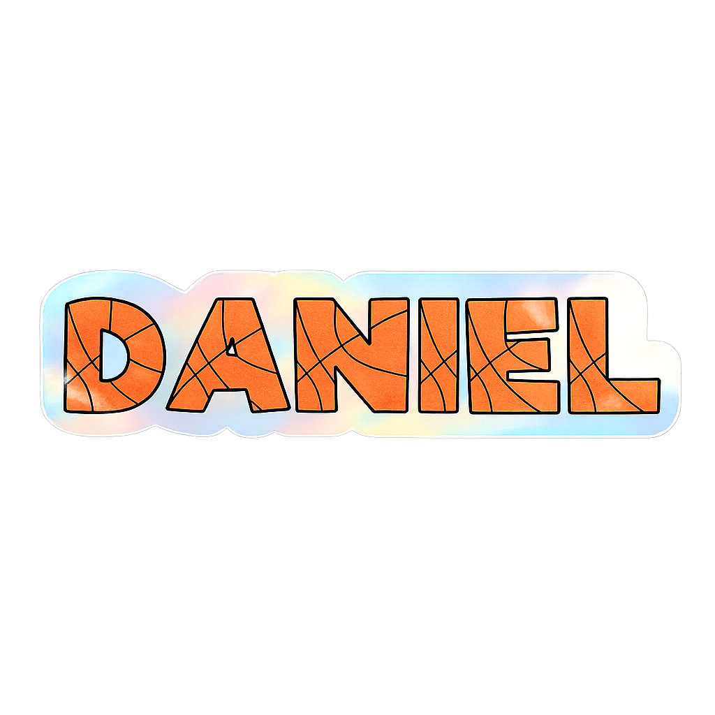 Basketball Block Letters Holographic Custom Name Sticker - KWL Creations