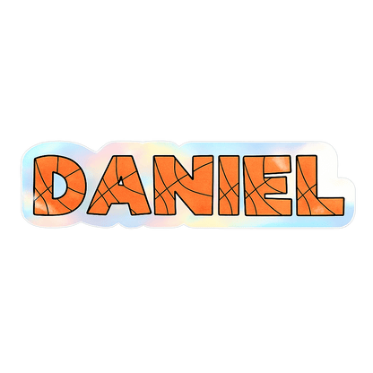 Basketball Block Letters Holographic Custom Name Sticker - KWL Creations