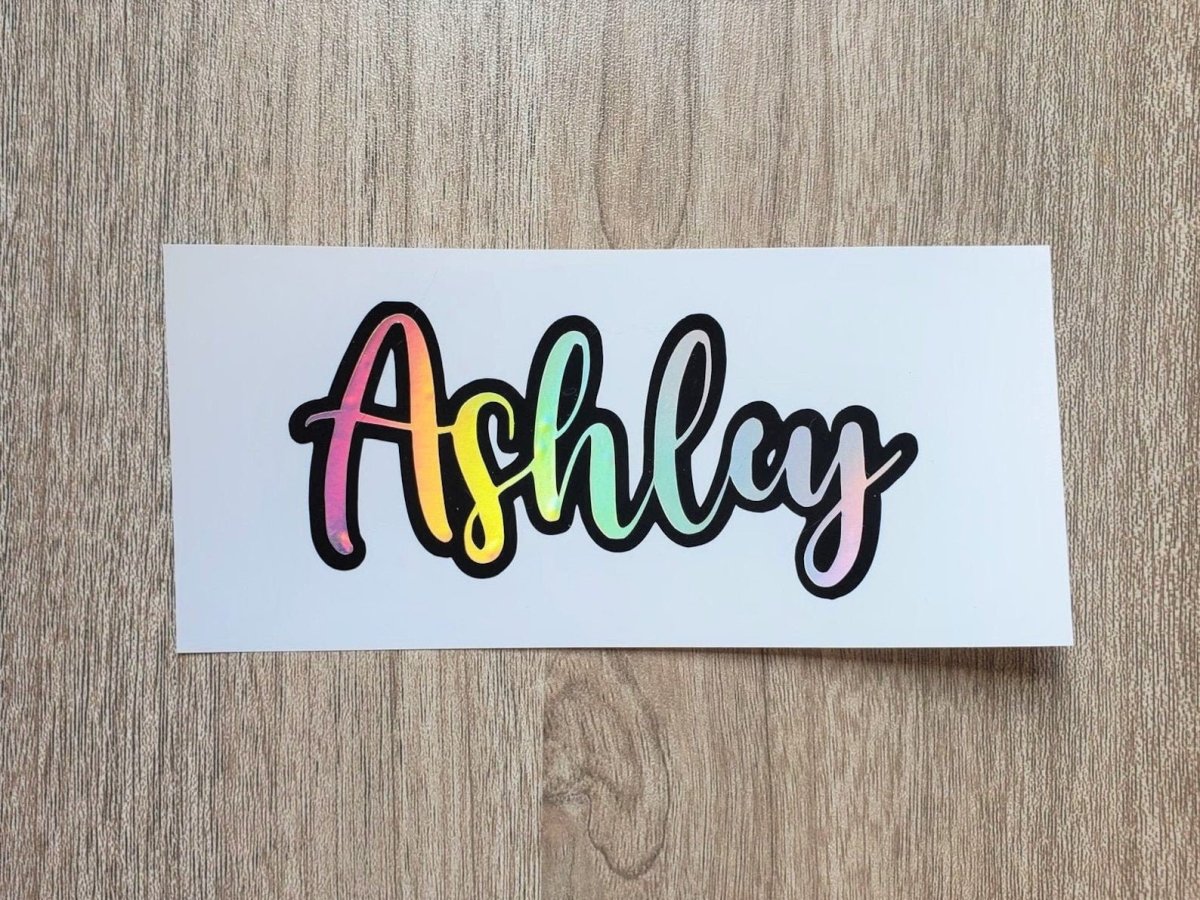 Black Outlined Name Vinyl Decal, Multi Font and Color - KWL Creations