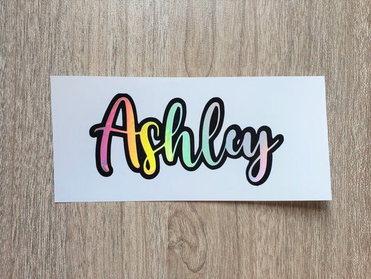 Black Outlined Name Vinyl Decal, Multi Font and Color - KWL Creations