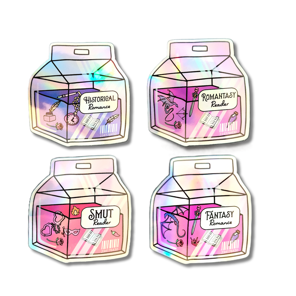 Bookish Milk Carton Stickers | Smut Reader, Romantasy Reader, Fantasy Romance, Historical Romance - KWL Creations