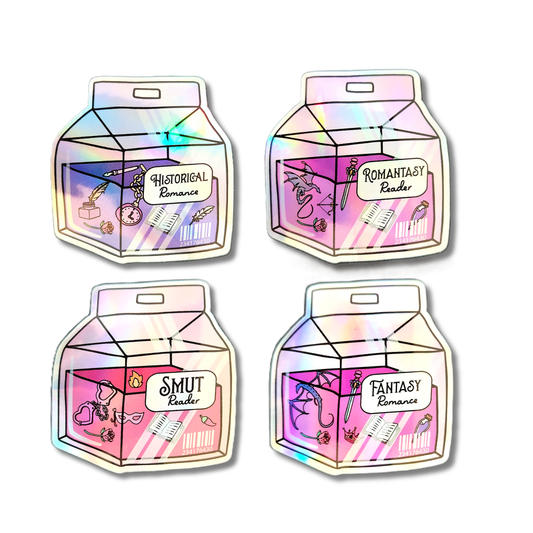Bookish Milk Carton Stickers | Smut Reader, Romantasy Reader, Fantasy Romance, Historical Romance - KWL Creations