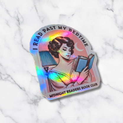 Booklover Sticker: I Read Past My Bedtime Retro Woman Sticker - KWL Creations