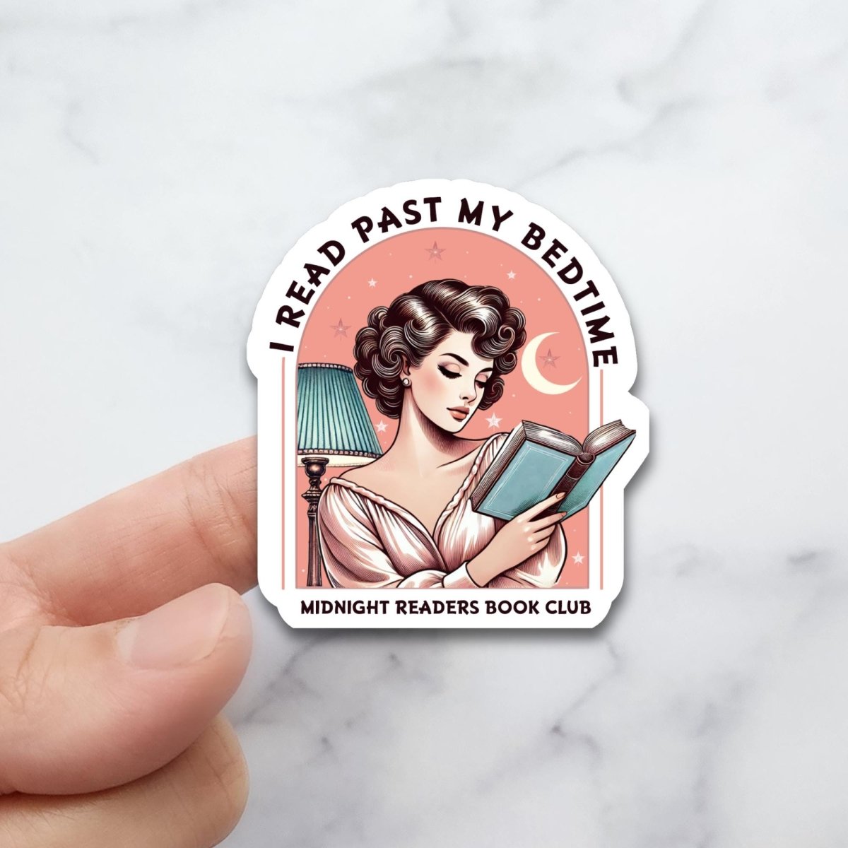 Booklover Sticker: I Read Past My Bedtime Retro Woman Sticker - KWL Creations