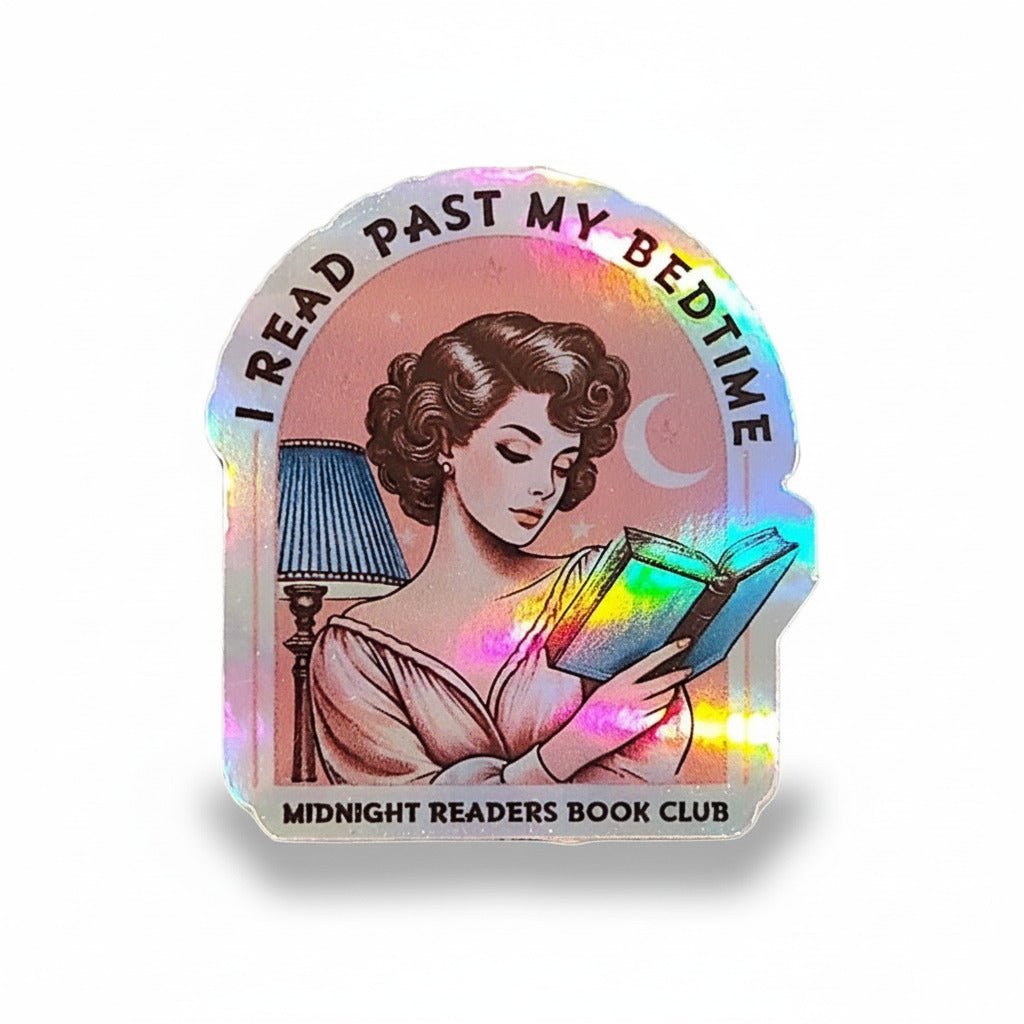 Booklover Sticker: I Read Past My Bedtime Retro Woman Sticker - KWL Creations