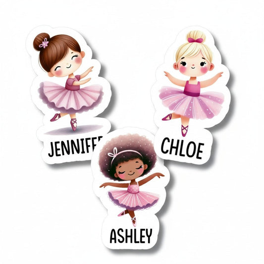 Custom Ballerina Name Sticker – Personalized Dancer Stickers for Kids, Ballet Party Favors, Dance Recital Gift, Cute Pastel Sticker - KWL Creations