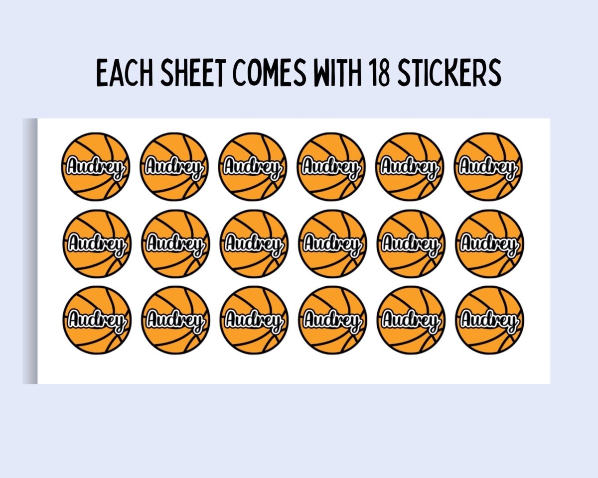 Custom Basketball Name Sticker Sheet – 18 Stickers Per Sheet - KWL Creations