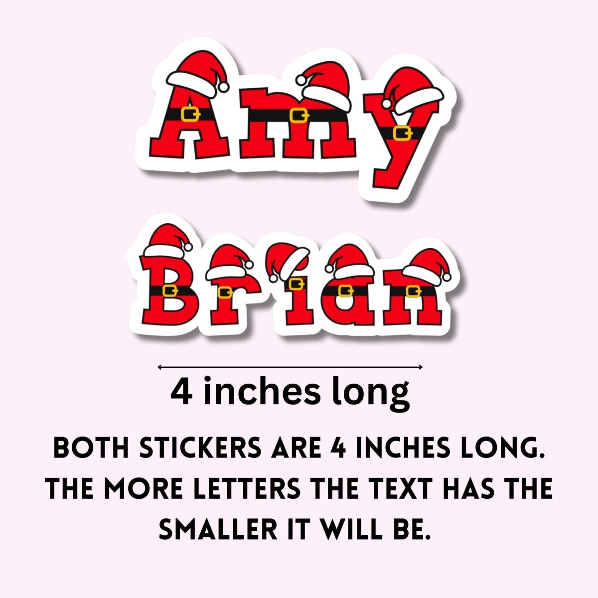 Custom Christmas Santa Hat Name Sticker: Kids Decal - KWL Creations