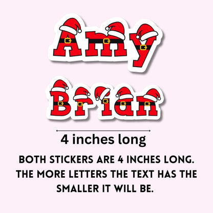 Custom Christmas Santa Hat Name Sticker: Kids Decal - KWL Creations
