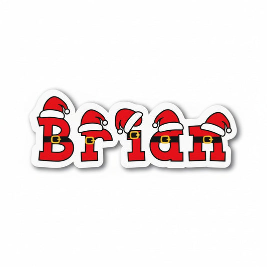 Custom Christmas Santa Hat Name Sticker: Kids Decal - KWL Creations