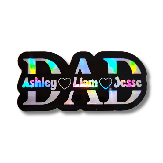 Custom Dad Name Sticker Personalized Mom Sticker with Kids Names - KWL Creations