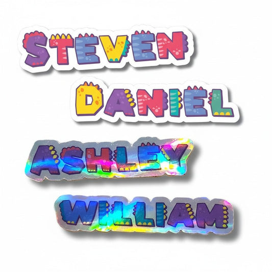 Custom Dinosaur Name Sticker: Fun Dino Font, School Supplies - KWL Creations