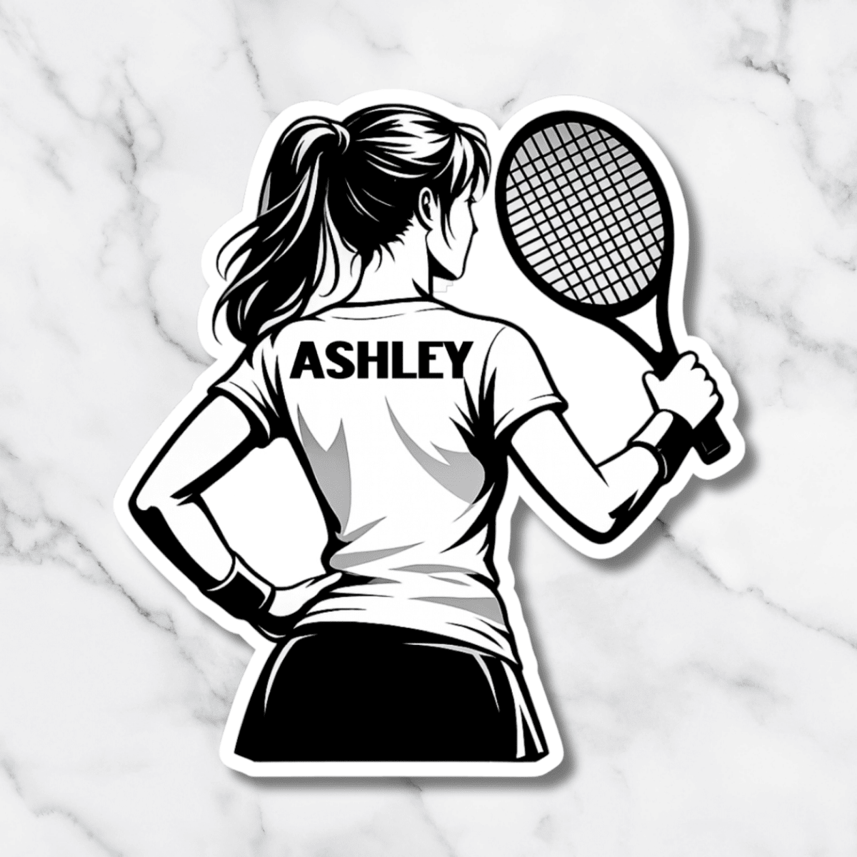Custom Female Tennis Player Sticker - KWL Creations