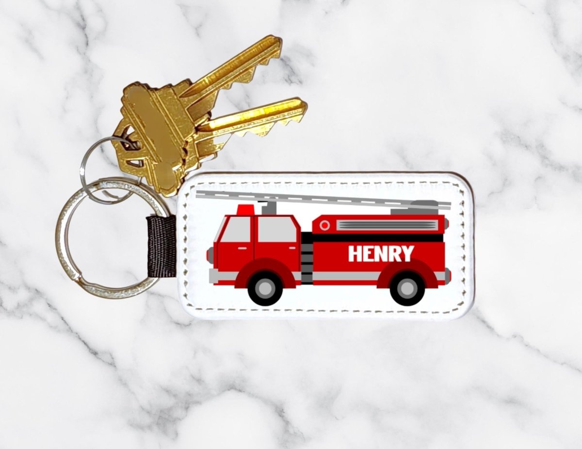 Custom Fire Truck Keychain – Personalized Name Tag Key Ring for Kids or Firefighters - KWL Creations