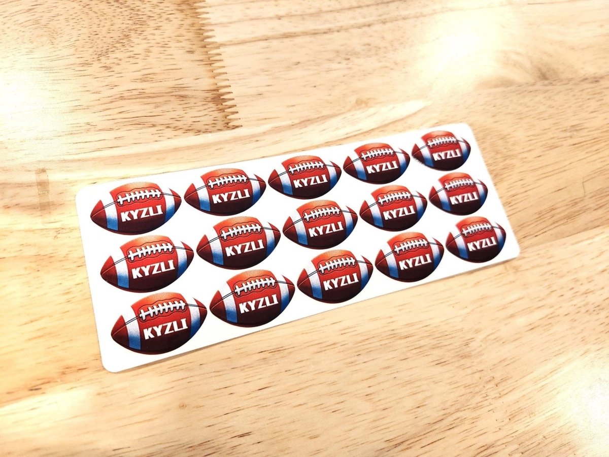 Custom Football Name Sticker Sheet – Set of 15 - KWL Creations
