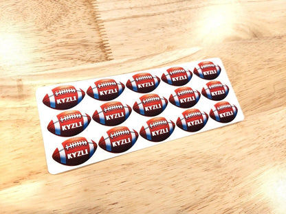 Custom Football Name Sticker Sheet – Set of 15 - KWL Creations