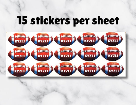 Custom Football Name Sticker Sheet – Set of 15 - KWL Creations
