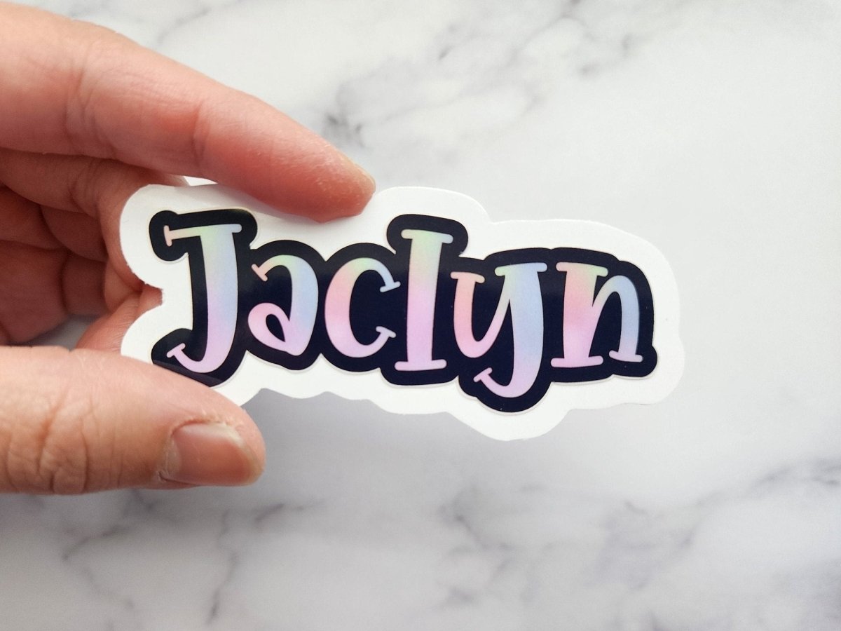 Custom Girl Name Sticker: Pastel Unicorn Outline, Personalized Kids Name - KWL Creations