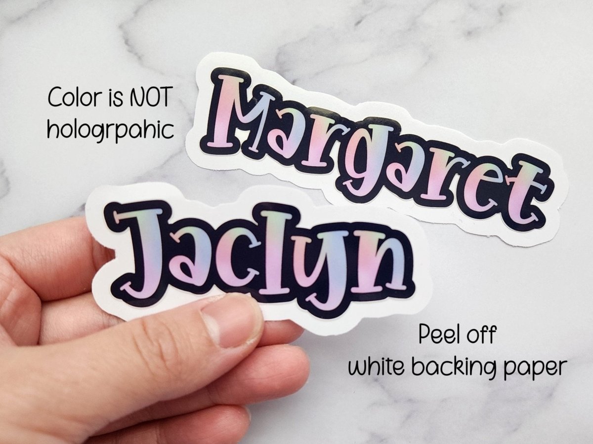 Custom Girl Name Sticker: Pastel Unicorn Outline, Personalized Kids Name - KWL Creations