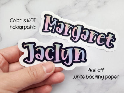 Custom Girl Name Sticker: Pastel Unicorn Outline, Personalized Kids Name - KWL Creations