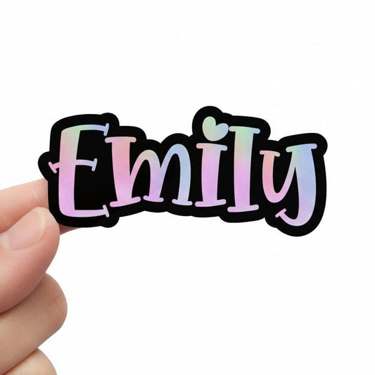 Custom Girl Name Sticker: Pastel Unicorn Outline, Personalized Kids Name - KWL Creations