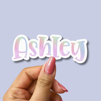 Custom Girl Name Sticker: Pastel Unicorn Outline, Personalized Kids Name - KWL Creations