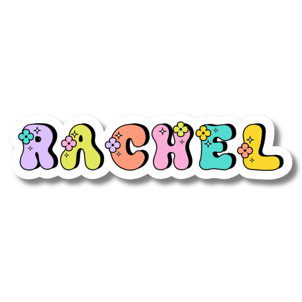 Custom Groovy Name Sticker | 70s Retro Bubble Font Decal - KWL Creations