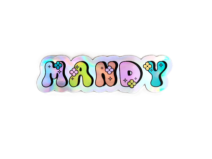 Custom Groovy Name Sticker | 70s Retro Bubble Font Decal - KWL Creations