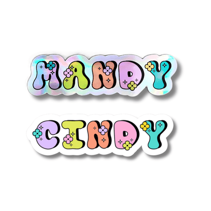 Custom Groovy Name Sticker | 70s Retro Bubble Font Decal - KWL Creations