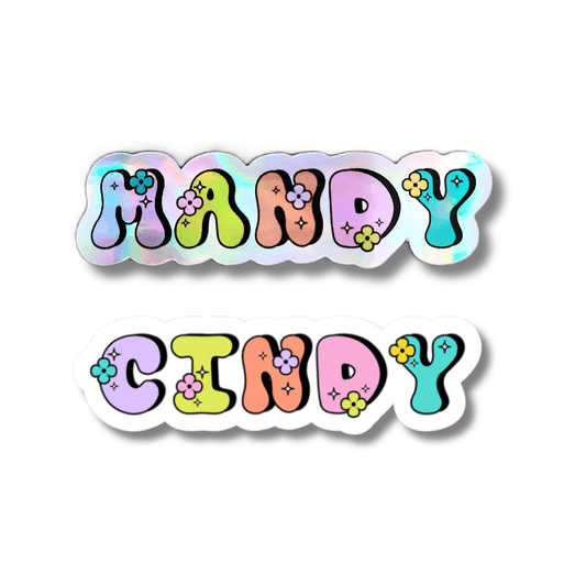 Custom Groovy Name Sticker | 70s Retro Bubble Font Decal - KWL Creations