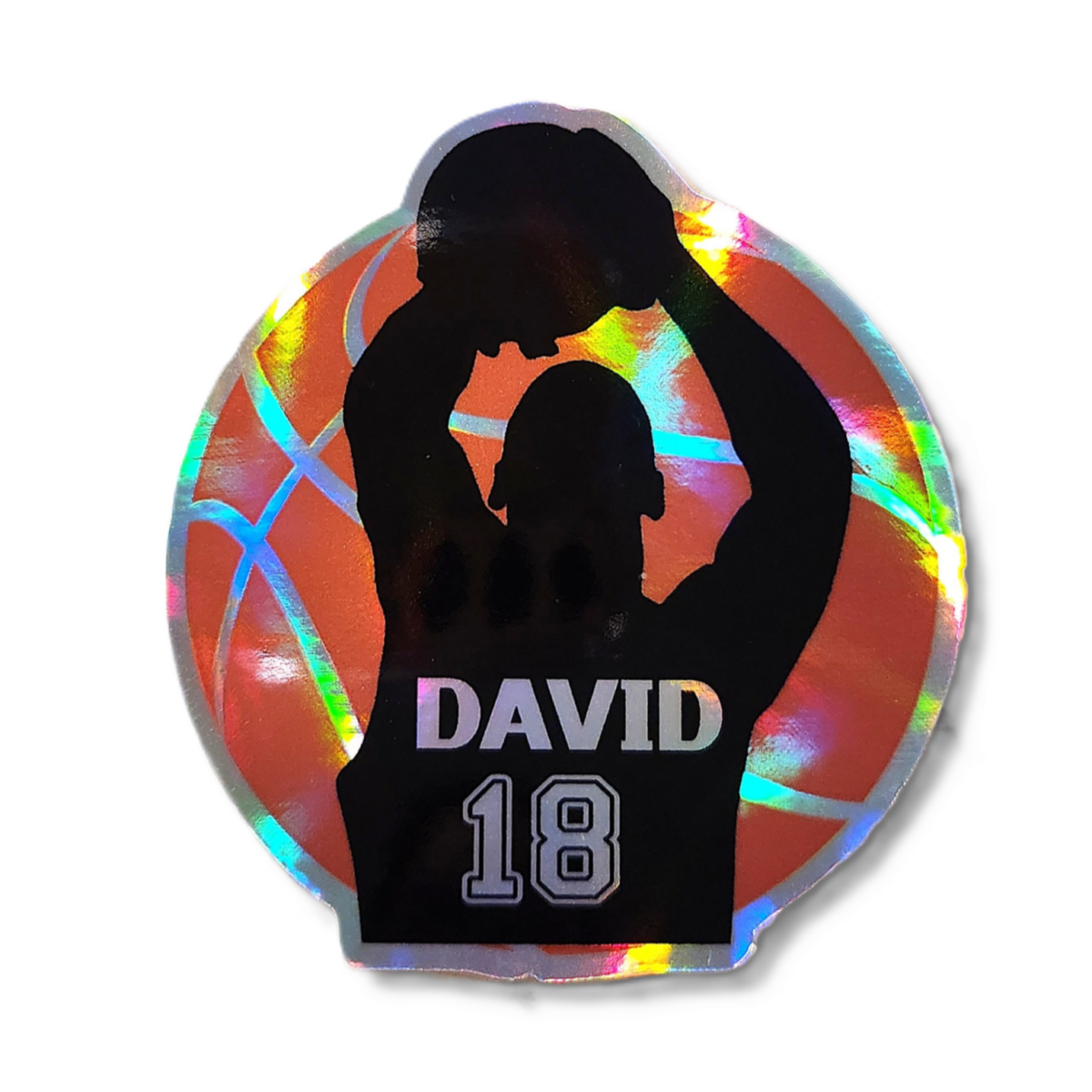 Custom Holographic Boy Basketball Sticker – Personalized Name & Jersey Number - KWL Creations